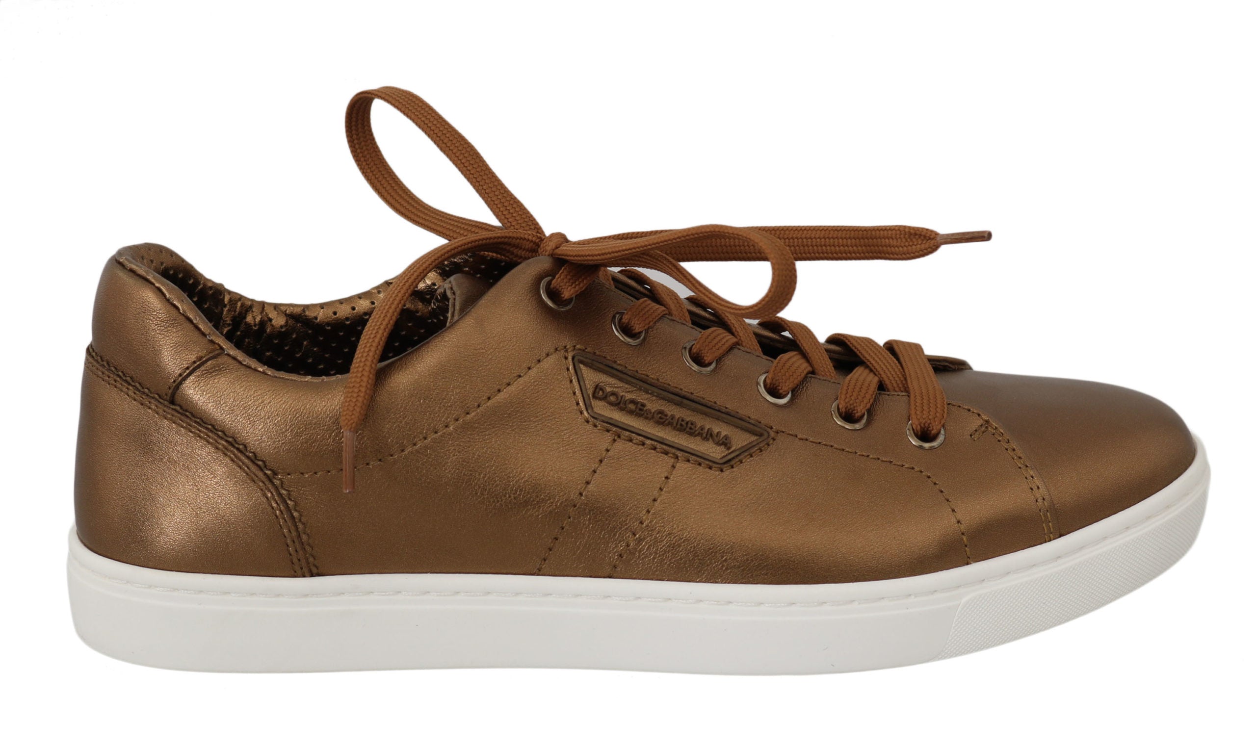 Dolce & Gabbana Gold Leather Men's Casual Sneakers-1