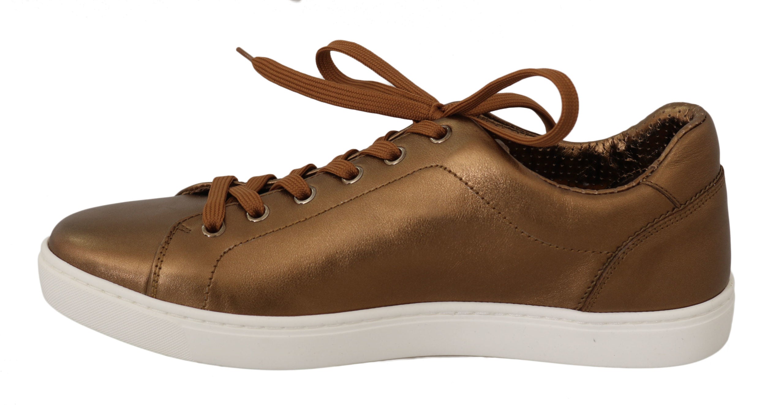 Dolce & Gabbana Gold Leather Men's Casual Sneakers-3