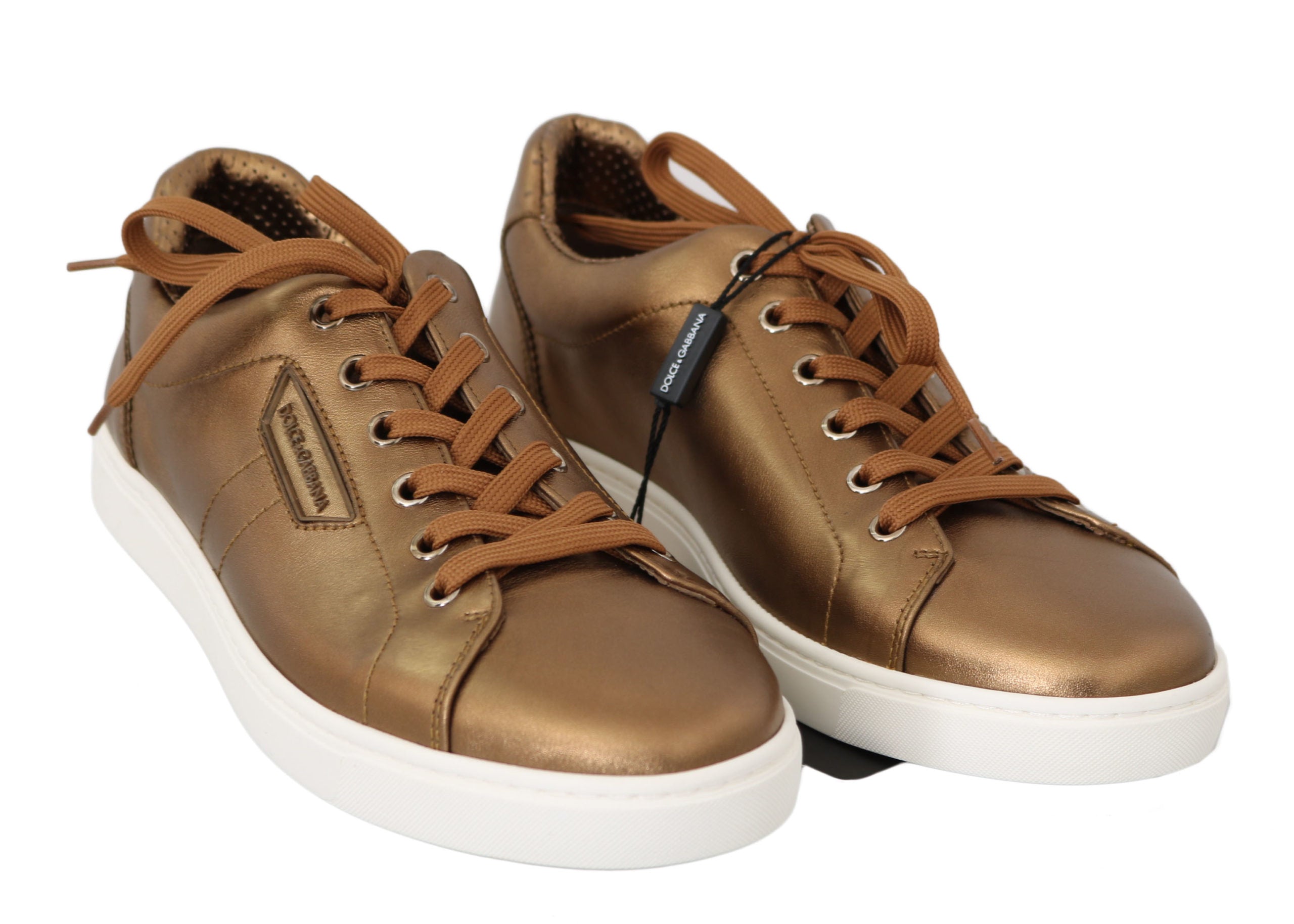 Dolce & Gabbana Gold Leather Men's Casual Sneakers-7