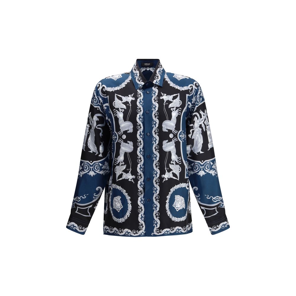 Versace blue shirt with silk pattern