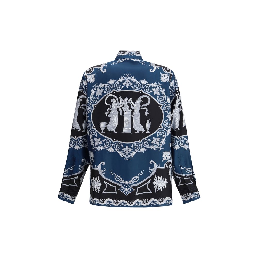 Versace blue shirt with silk pattern-2