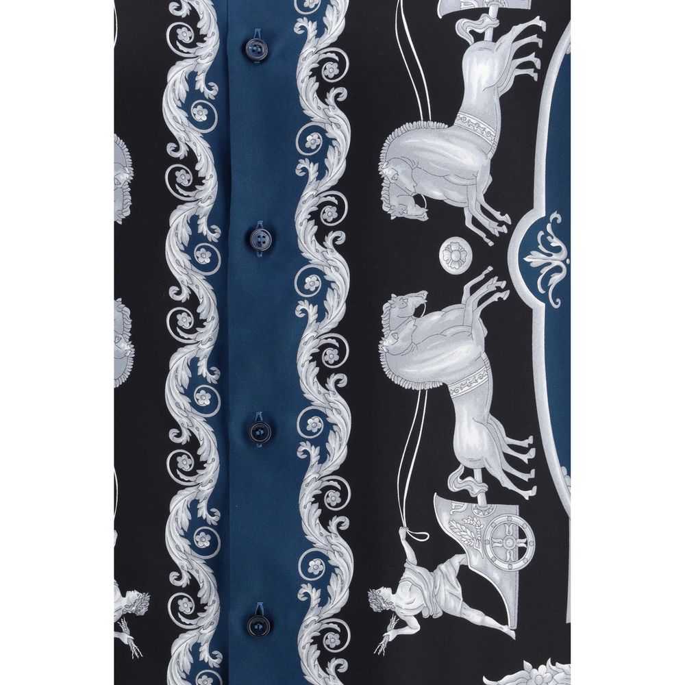 Versace blue shirt with silk pattern-3