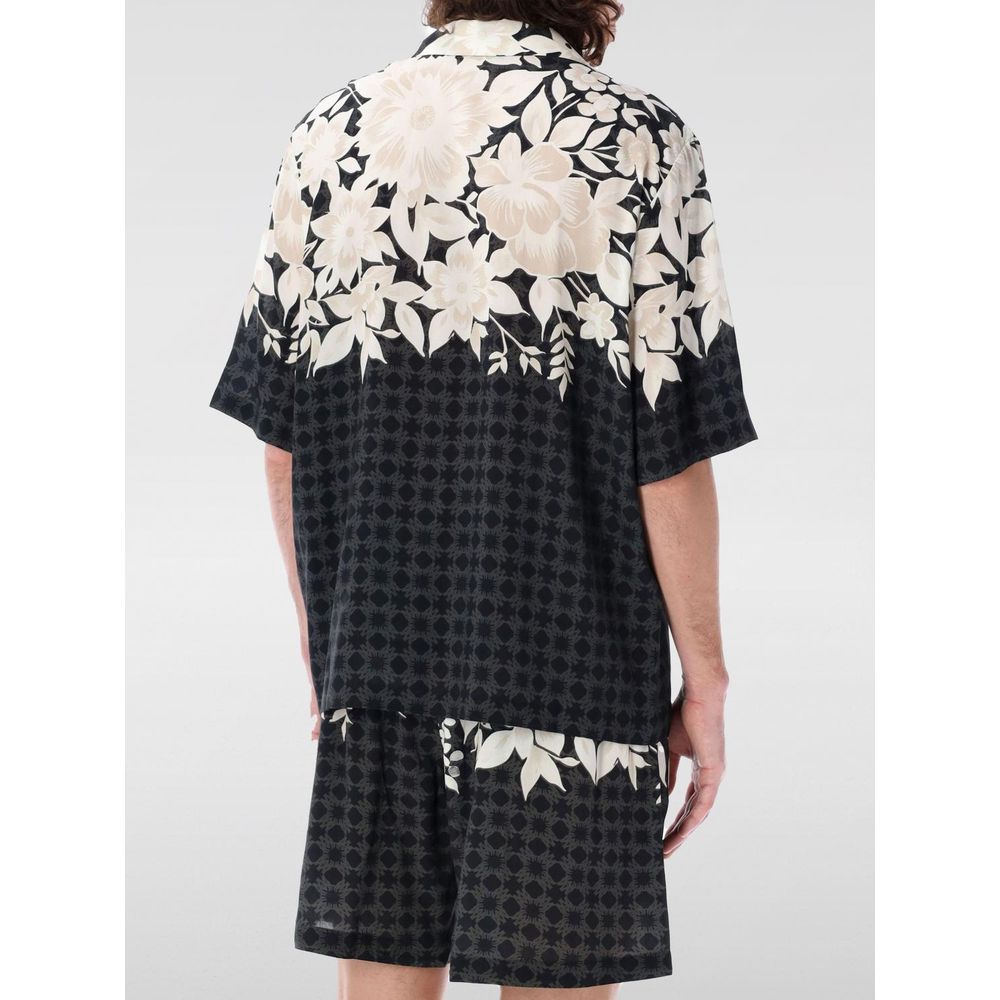 Amiri Schwarzes Hemd mit Seidenmuster-2
