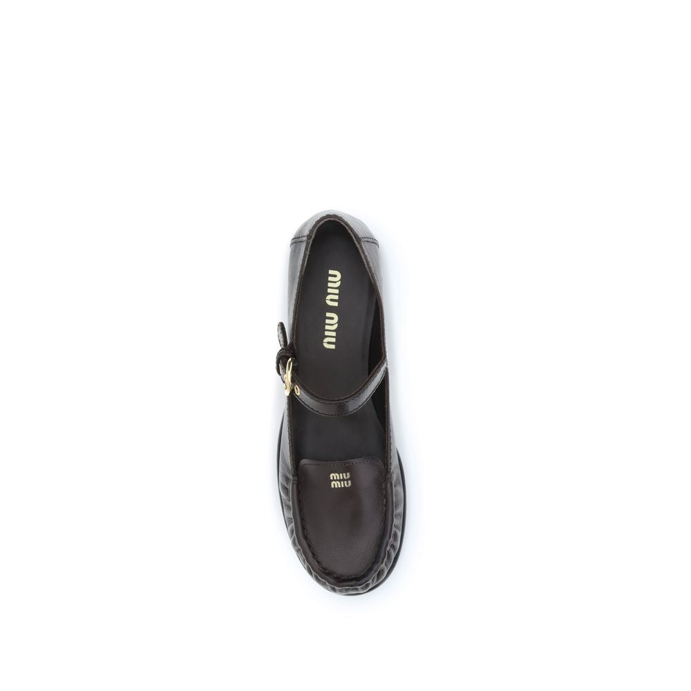Miu Miu Brown Calfskin Bos Taurus Slipper-Loafers-4