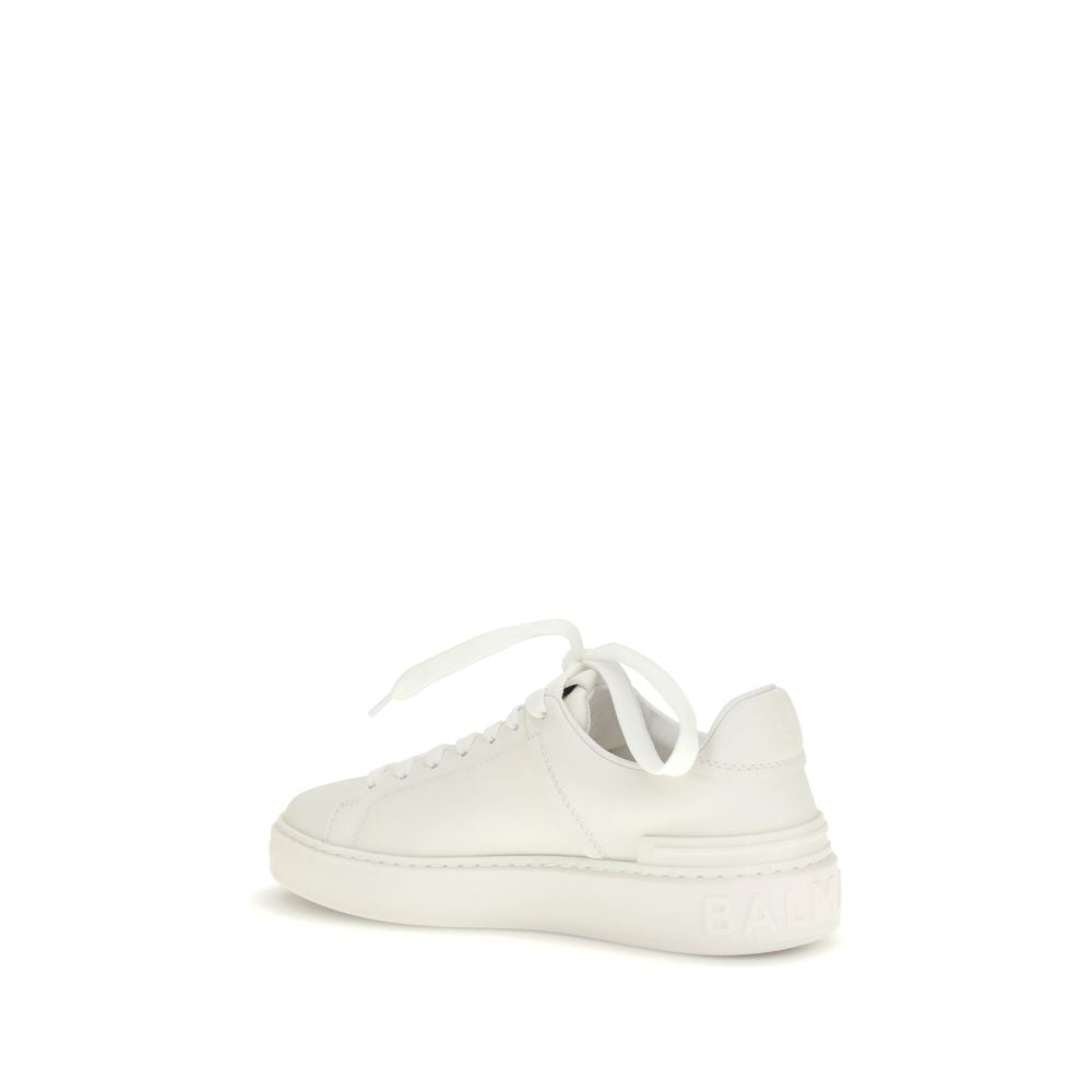 Balmain White Calfskin Low-Top Sneakers Bos Taurus-3