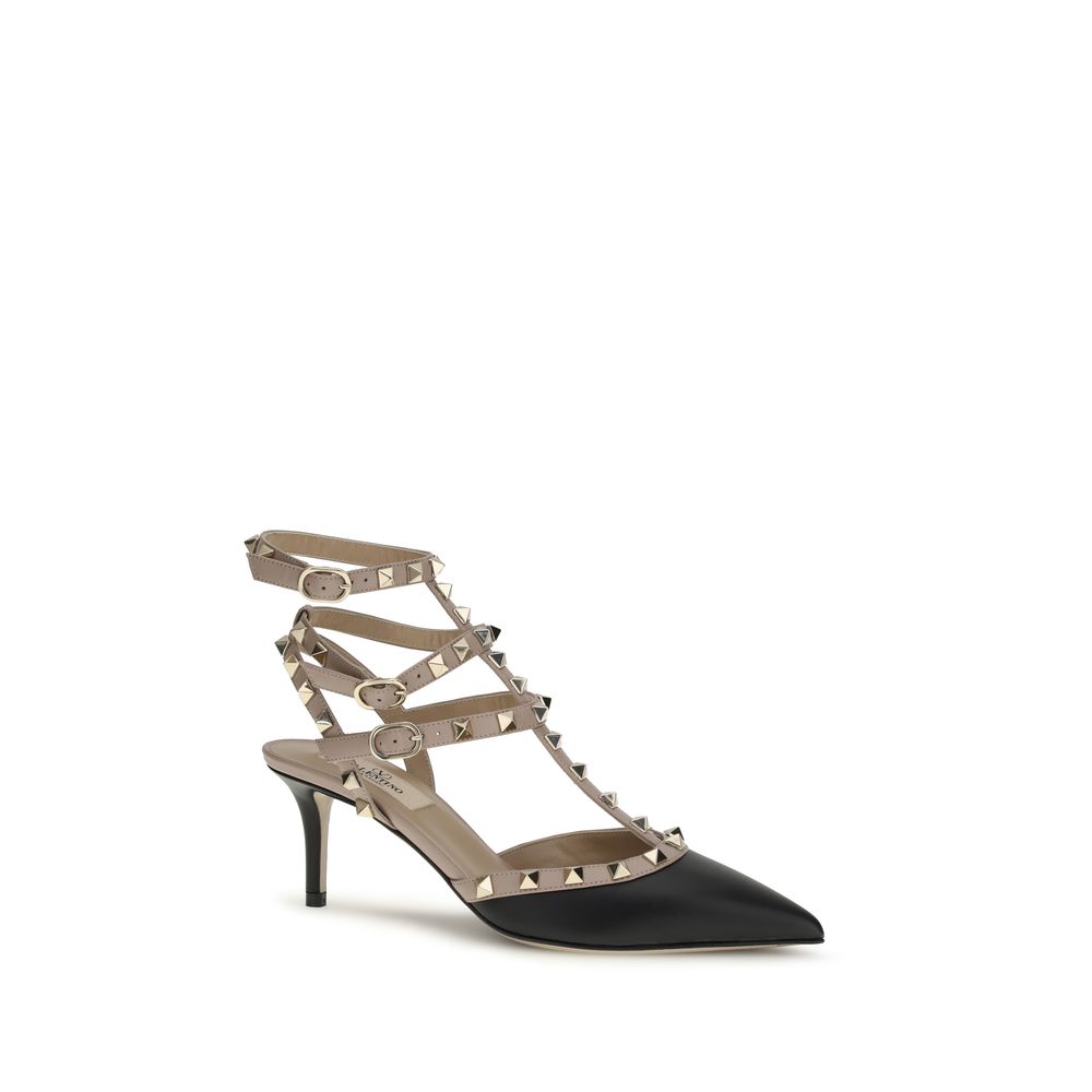 Valentino Garavani black calfskin pumps Bos Taurus with a mid-height heel-2