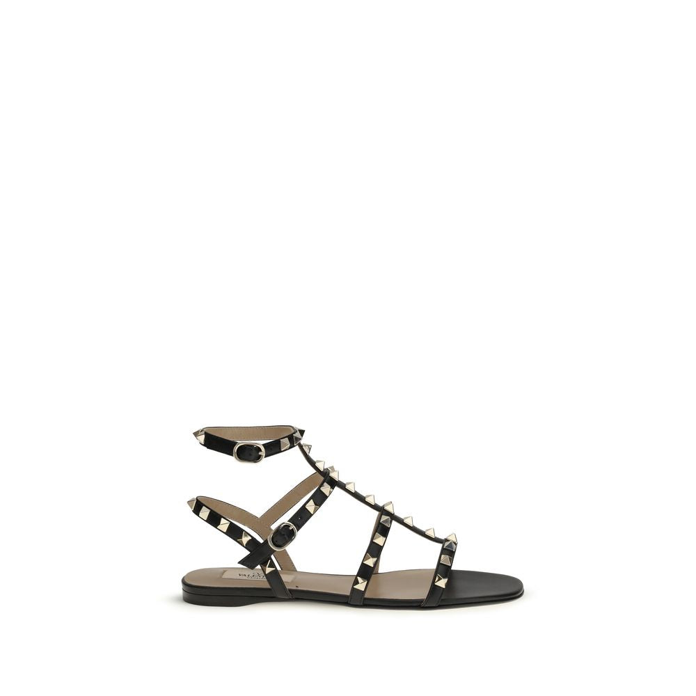 Valentino Garavani Schwarze Bos Taurus Kalbsleder-Sandalen-1