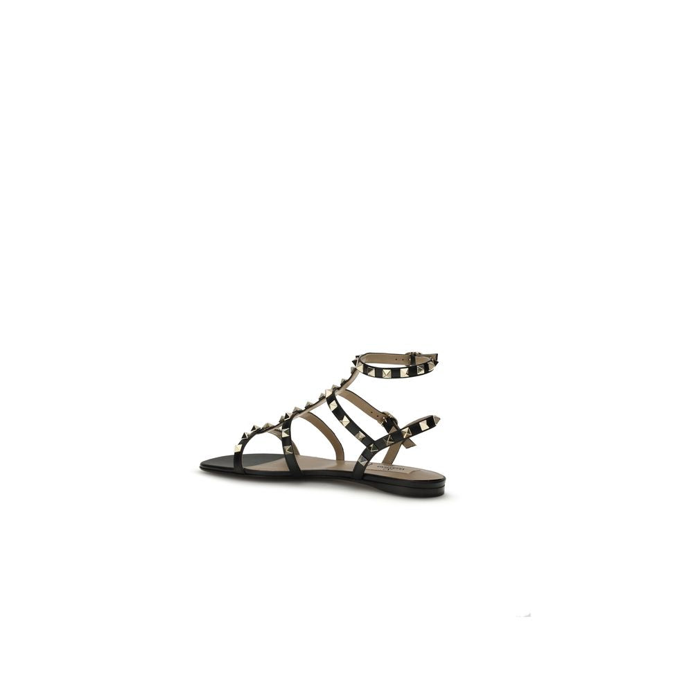Valentino Garavani Schwarze Bos Taurus Kalbsleder-Sandalen-3