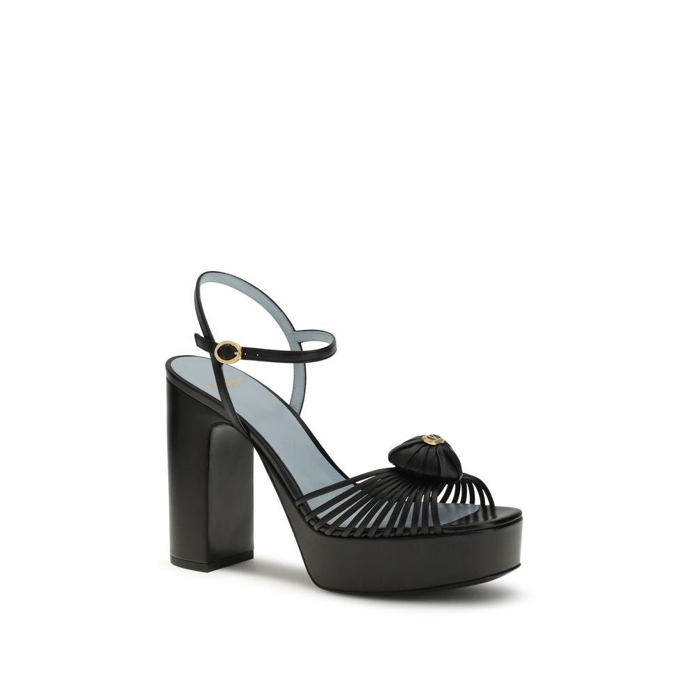 Valentino Garavani Black Bos Taurus Calfskin Platform Sandals-2