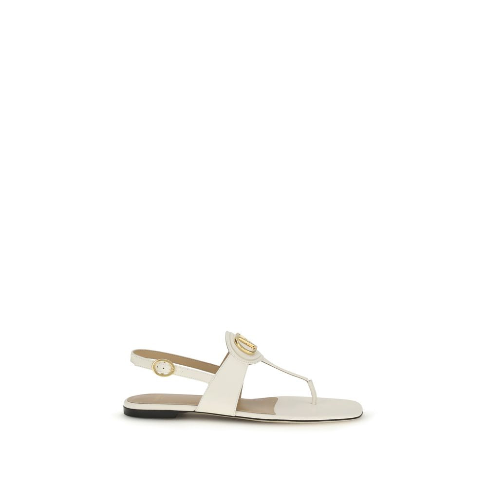 Valentino Garavani Beige Calfskin Bos Taurus Flat Sandals-1