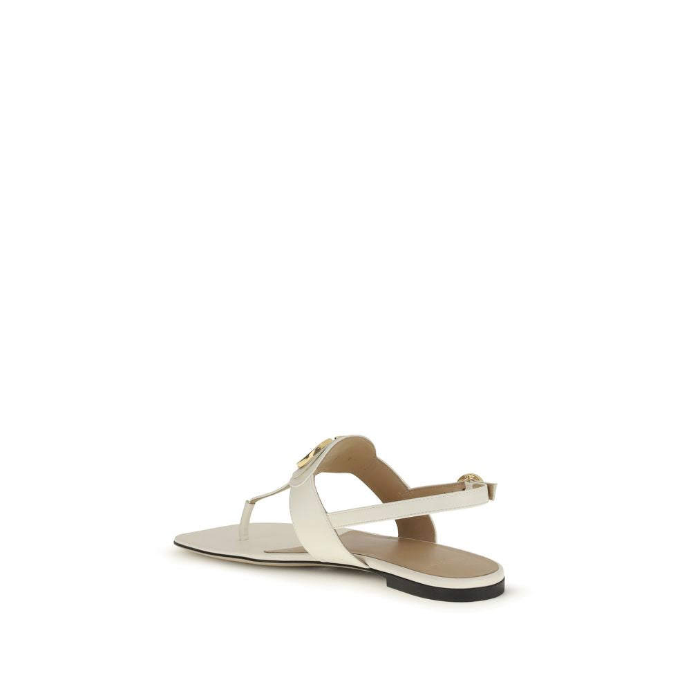 Valentino Garavani Beige Calfskin Bos Taurus Flat Sandals-3