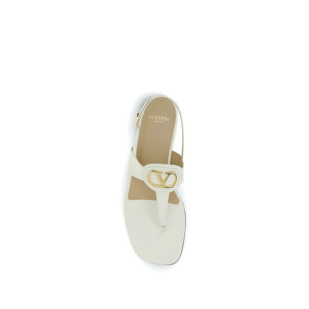Valentino Garavani Beige Calfskin Bos Taurus Flat Sandals-4