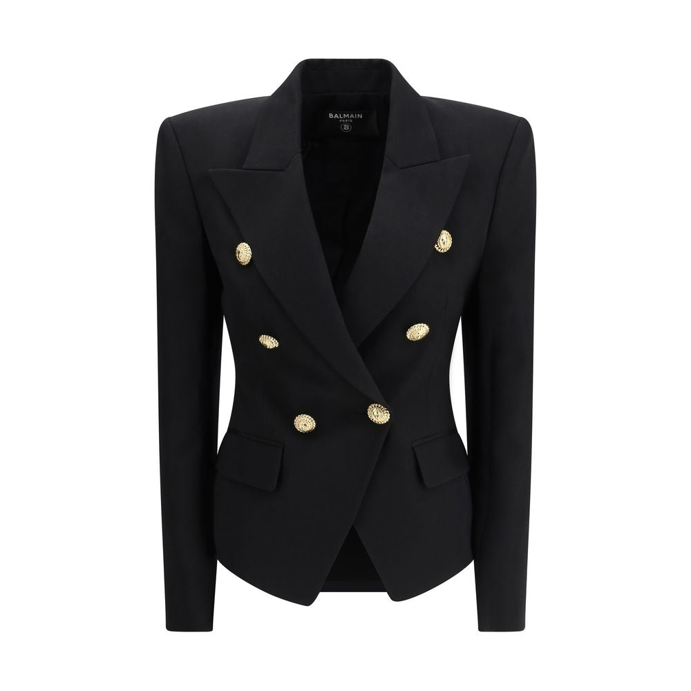 Balmain Schwarzer Oves Aries Wollblazer-1