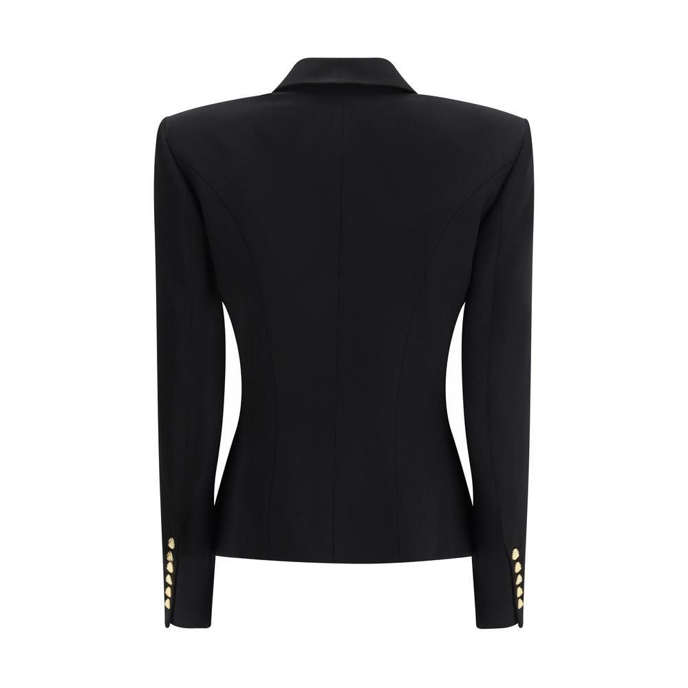 Balmain Schwarzer Oves Aries Wollblazer-2