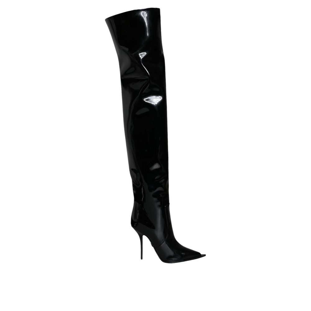 Dolce & Gabbana Schwarze Leder Overknee-Stiefel-1