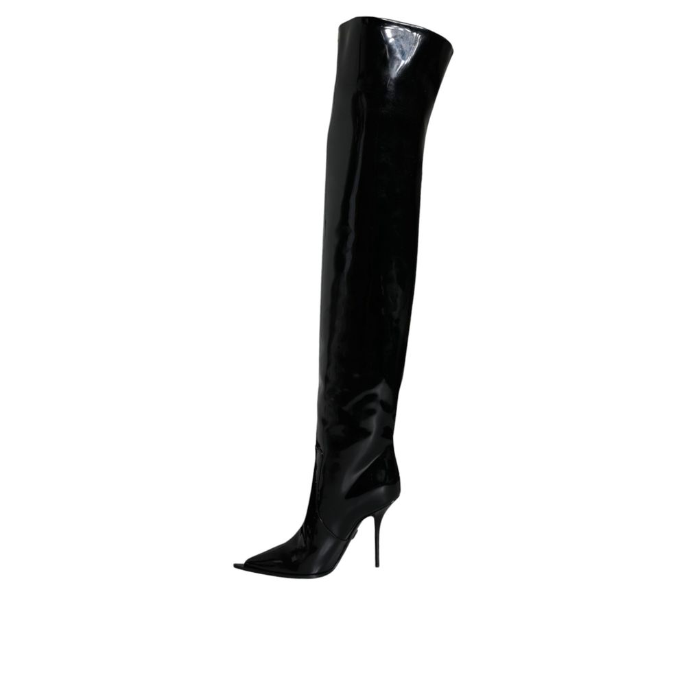 Dolce & Gabbana Schwarze Leder Overknee-Stiefel-3