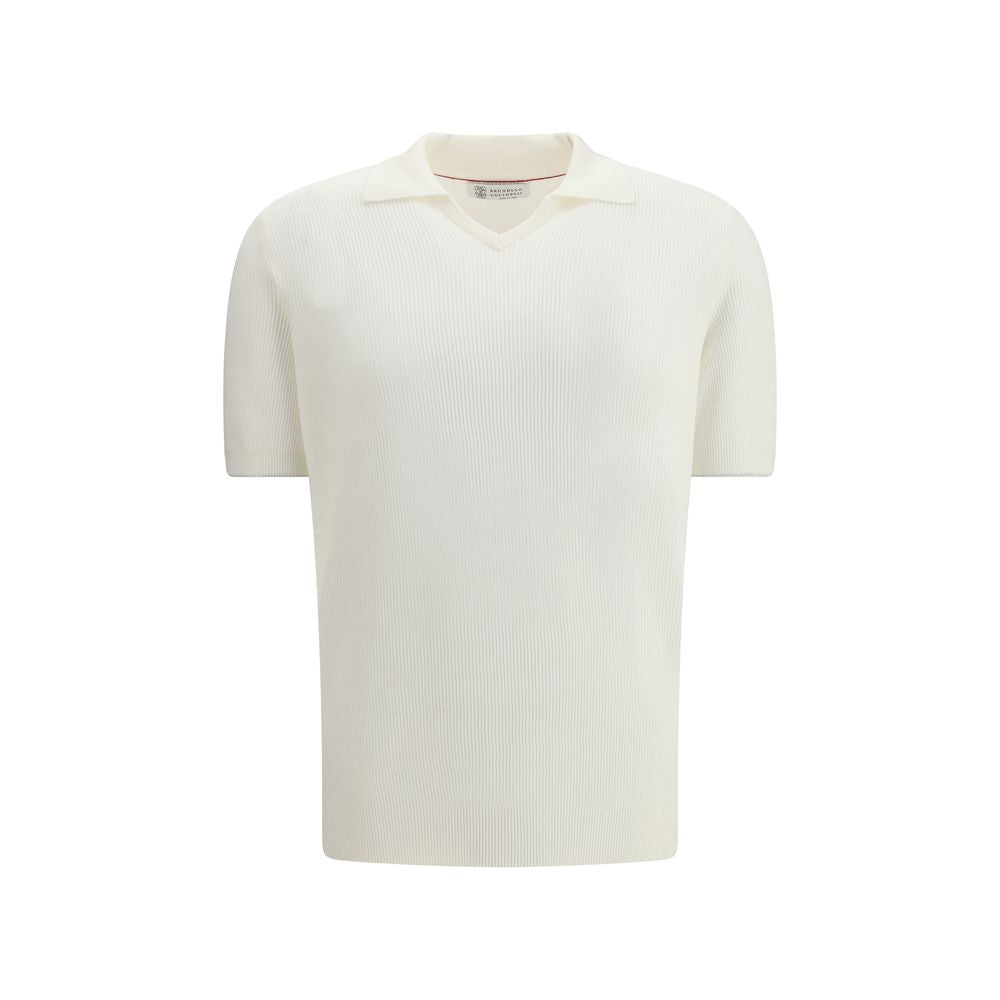 Brunello Cucinelli Weißes Poloshirt aus Baumwolle