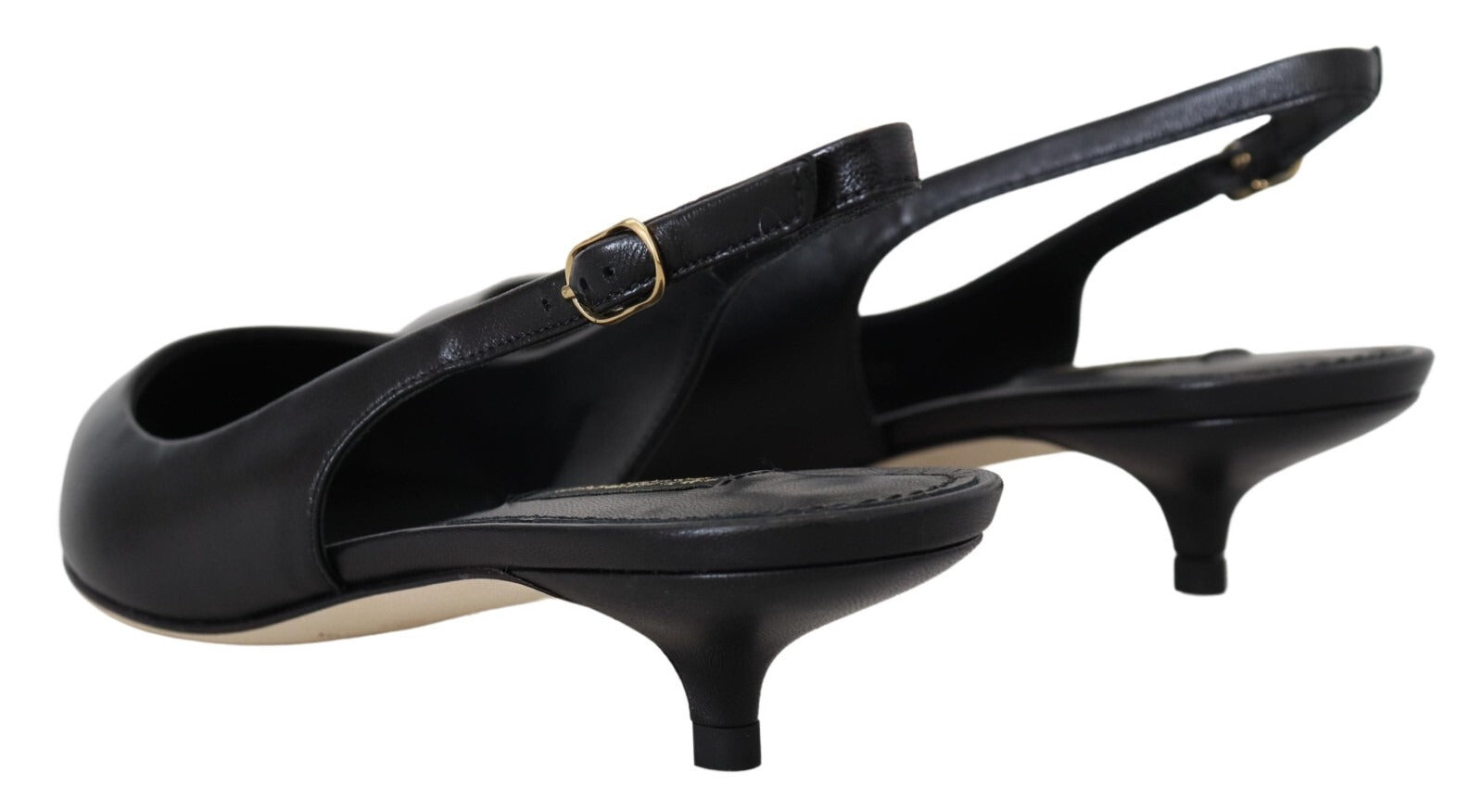 Dolce & Gabbana Black Leather Slingback Pumps-3