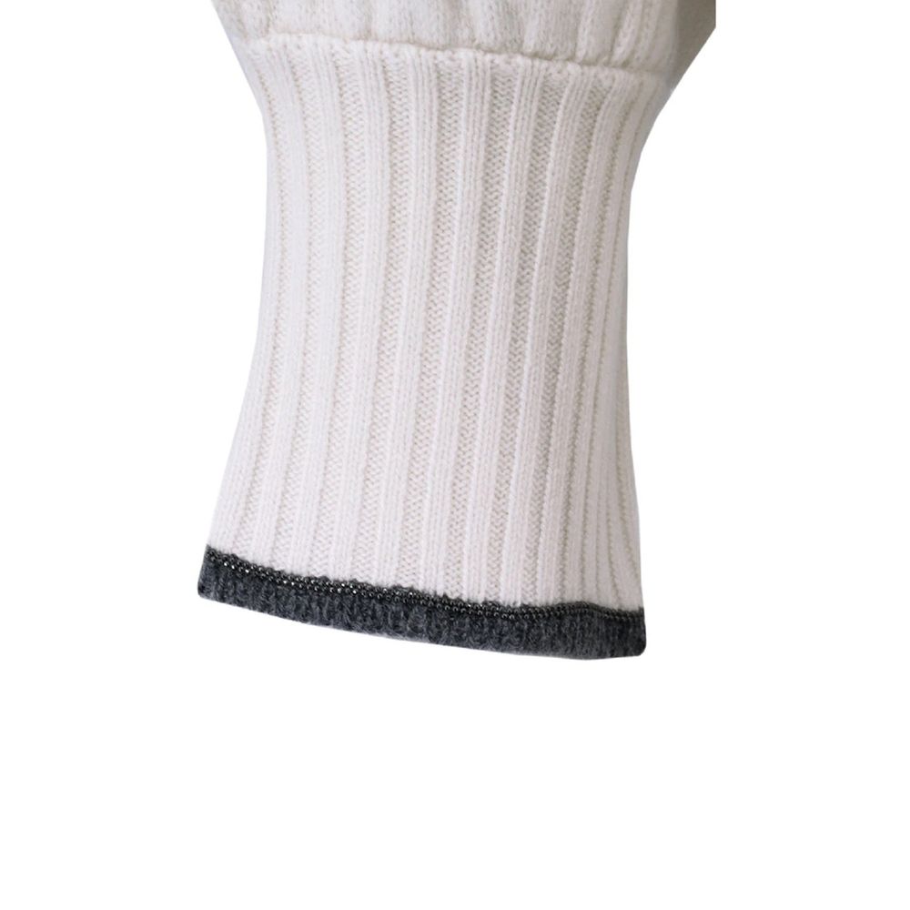 Brunello Cucinelli Weicher Kaschmirpullover in Weiß-4