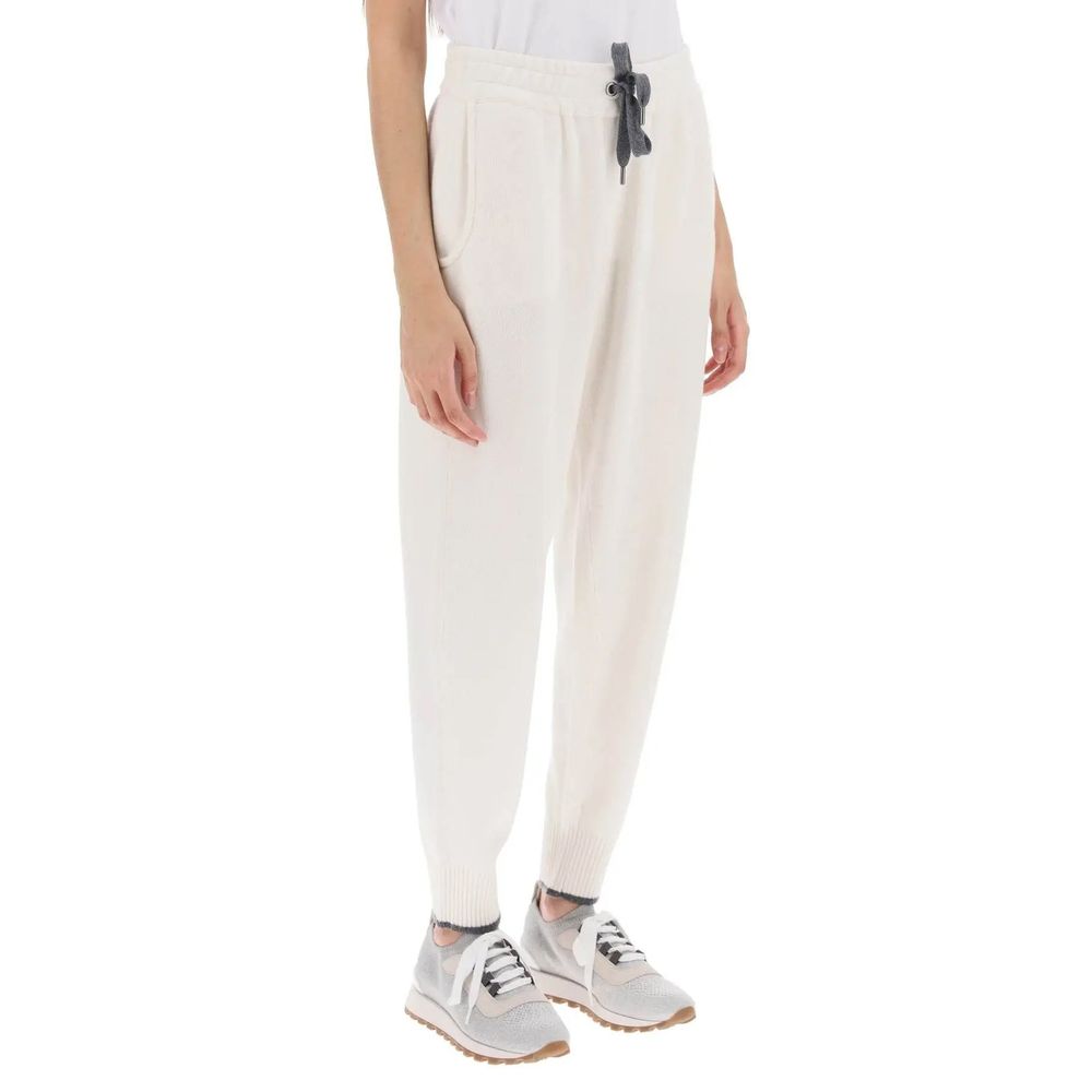 Brunello Cucinelli White Cashmere Loungewear Pants-2
