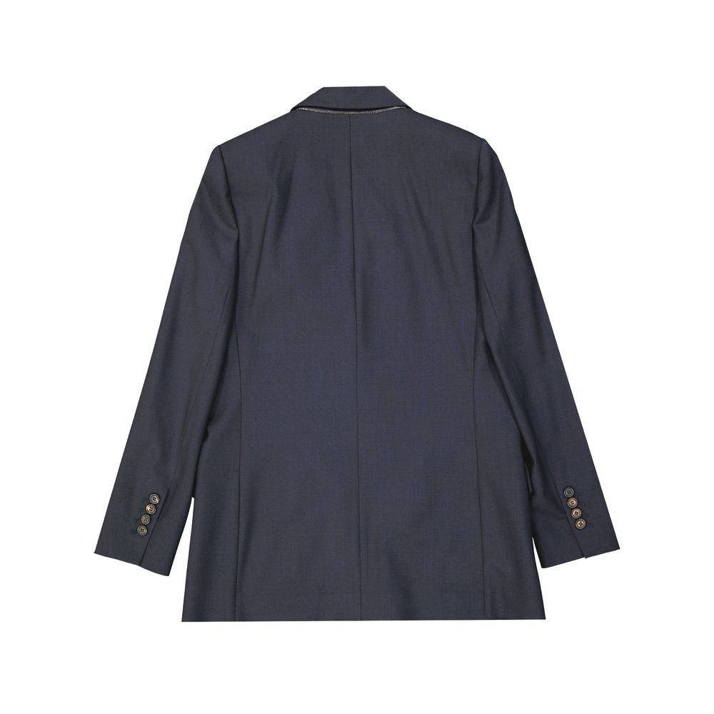 Brunello Cucinelli Blue Blazer and Coat in Pure Virgin Wool-2