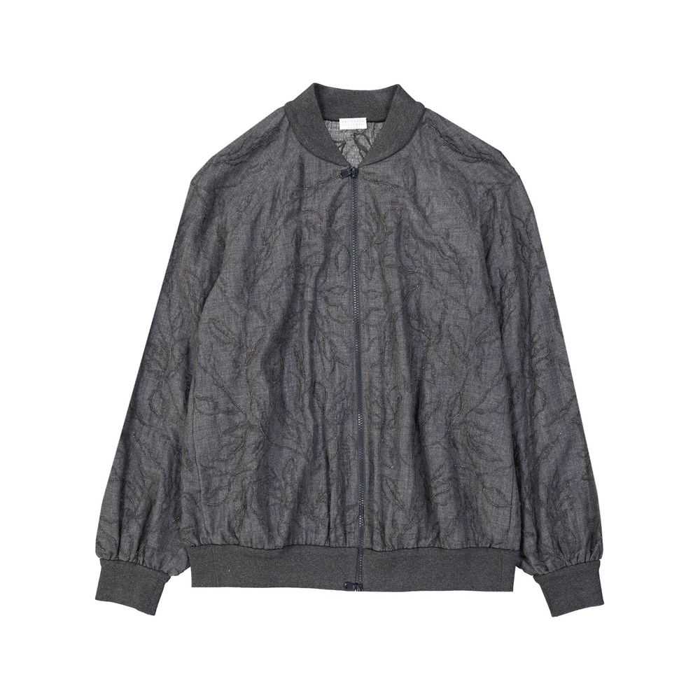 Brunello Cucinelli Grey Pure Virgin Wool Bomber