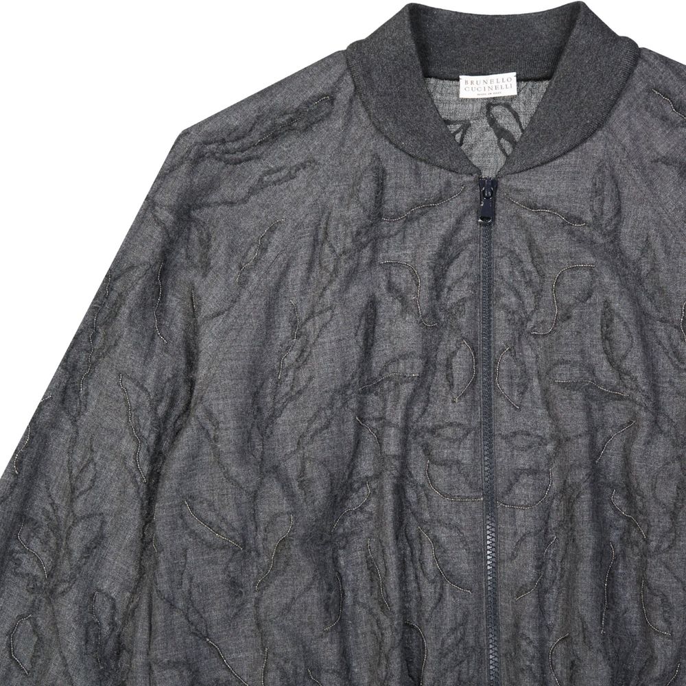 Brunello Cucinelli Grey Pure Virgin Wool Bomber-3