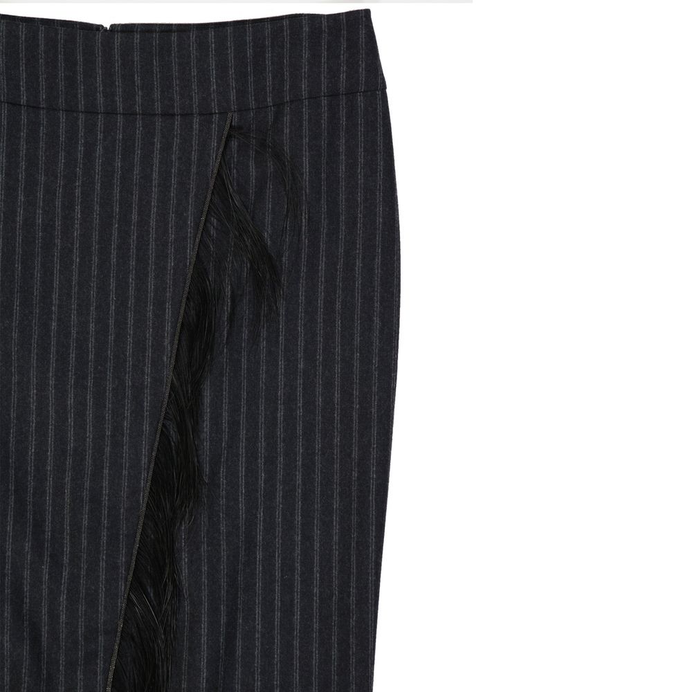 Brunello Cucinelli Grey Maxi Skirt in Pure Virgin Wool-4