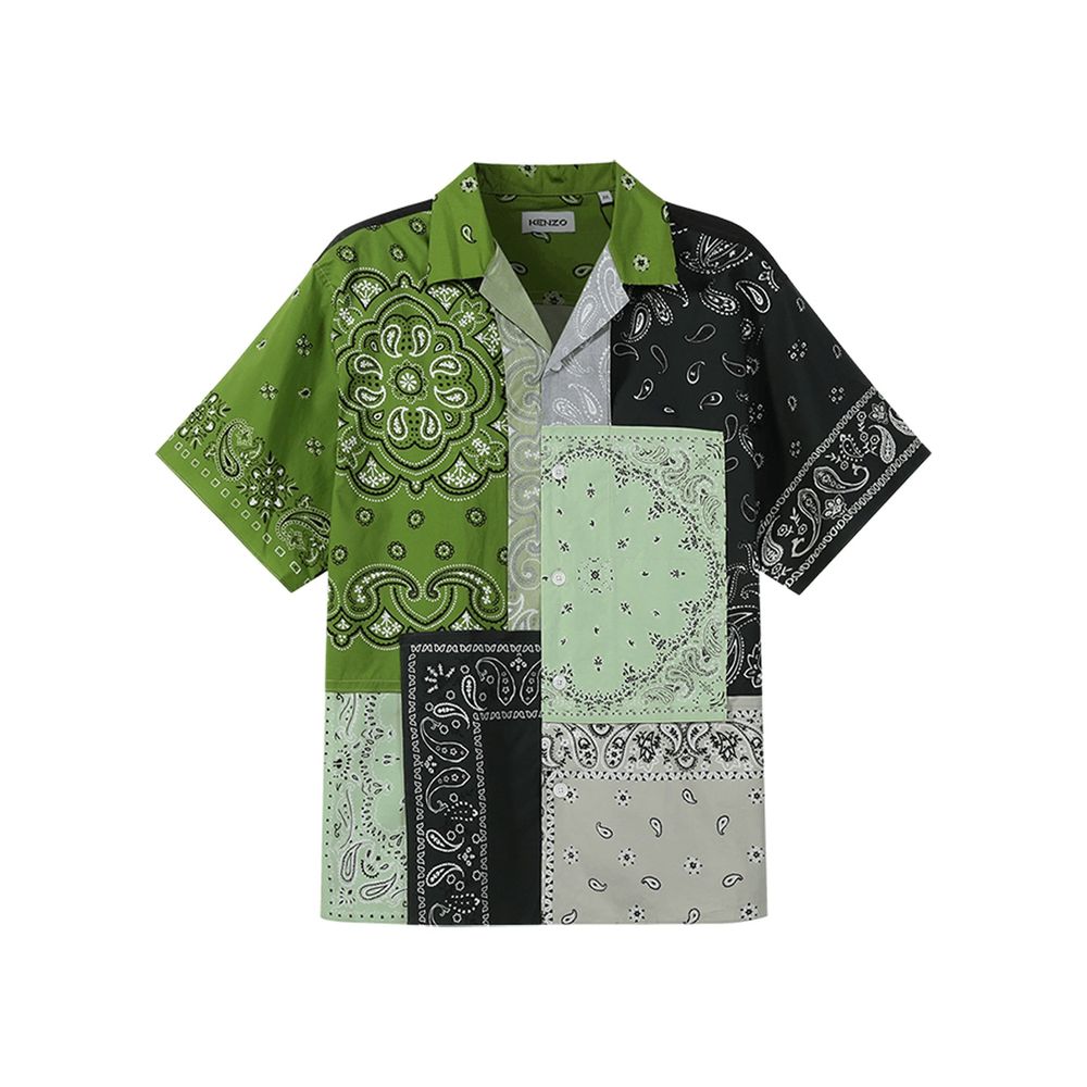 Kenzo Bicolor Cotton Short-sleeved Shirt-1