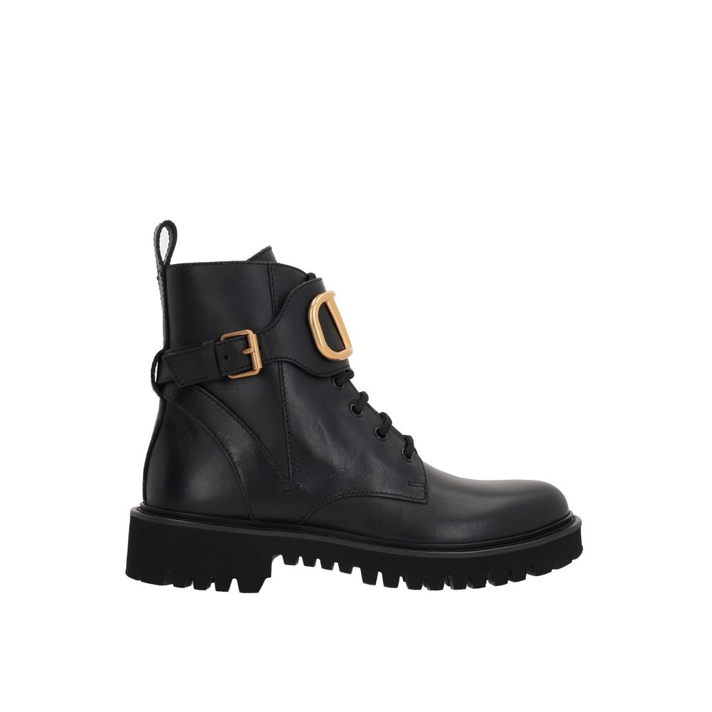 Valentino Garavani Black Calfskin Lace-Up Boots-1