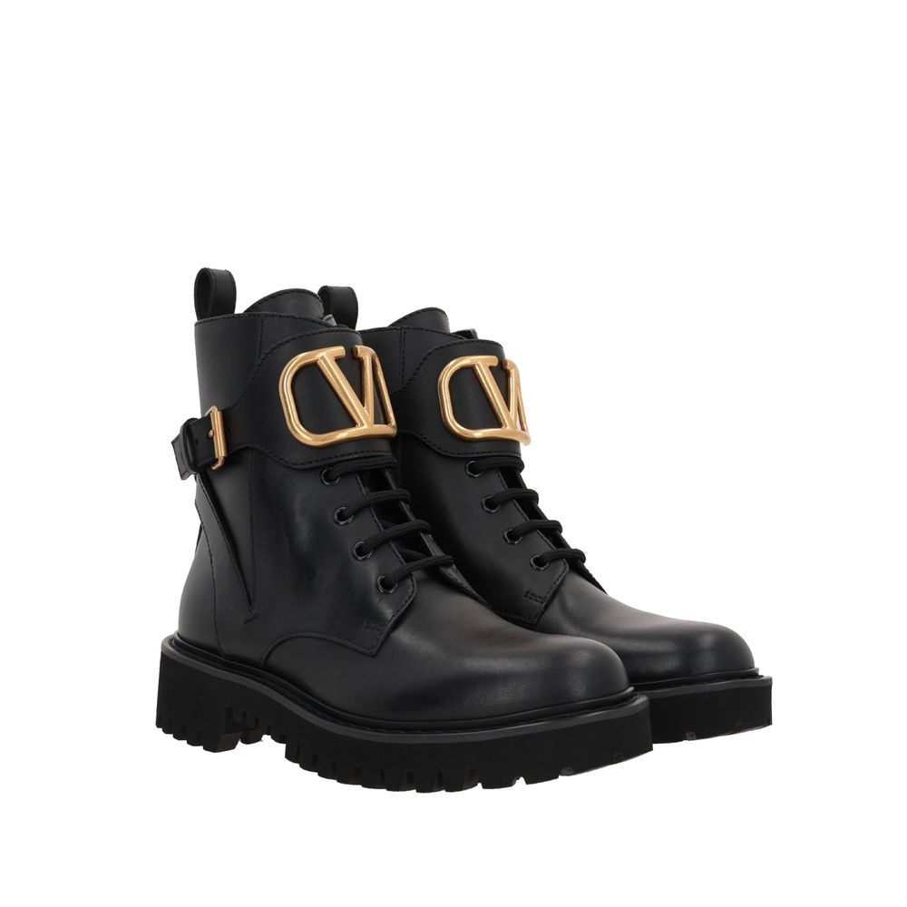 Valentino Garavani Black Calfskin Lace-Up Boots-2