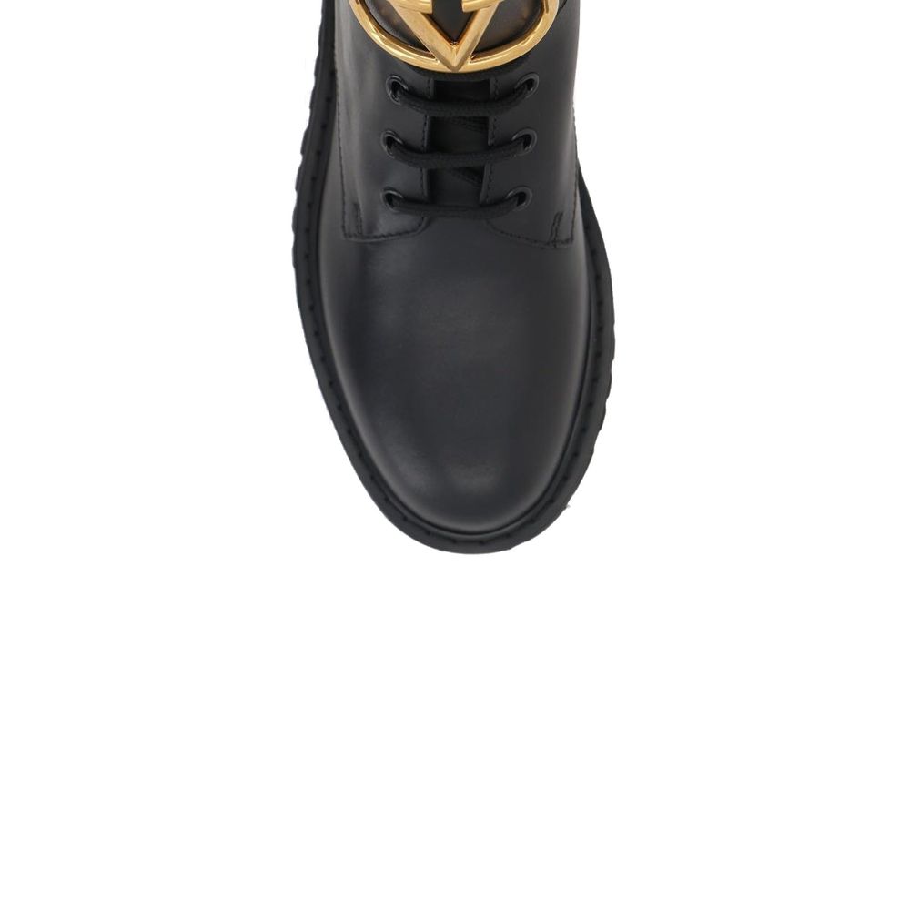 Valentino Garavani Black Calfskin Lace-Up Boots-4
