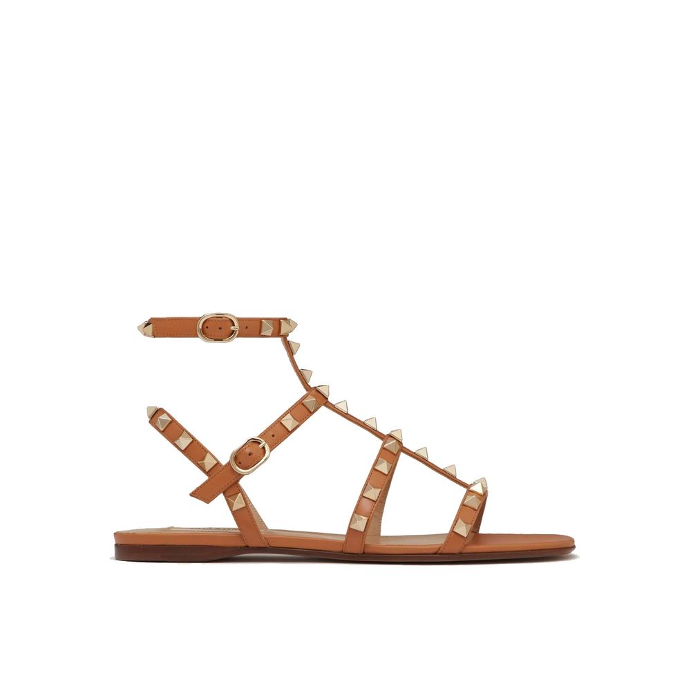 Valentino Garavani brown leather sandals with strap closure-1