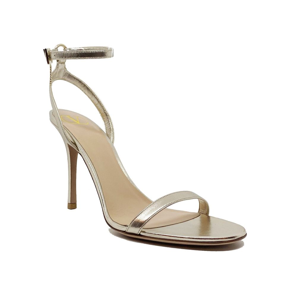 Valentino Garavani Gold Leather Stiletto Sandals-2
