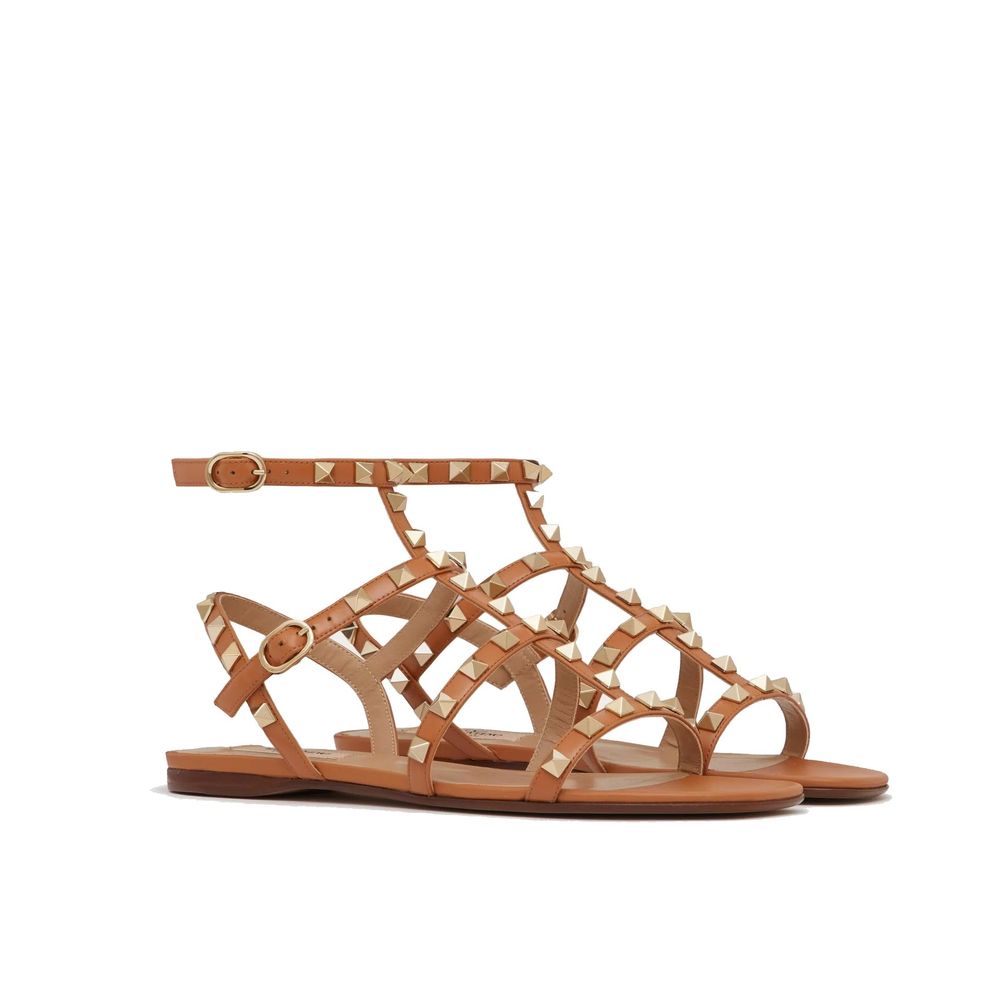 Valentino Garavani brown leather sandals with strap closure-2