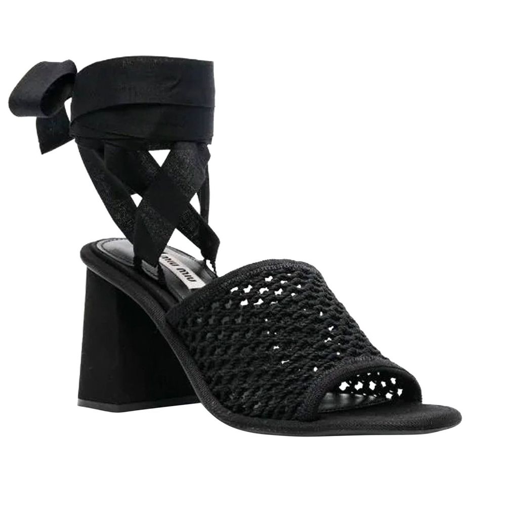 Miu Miu Black Fabric Platform Sandals-2
