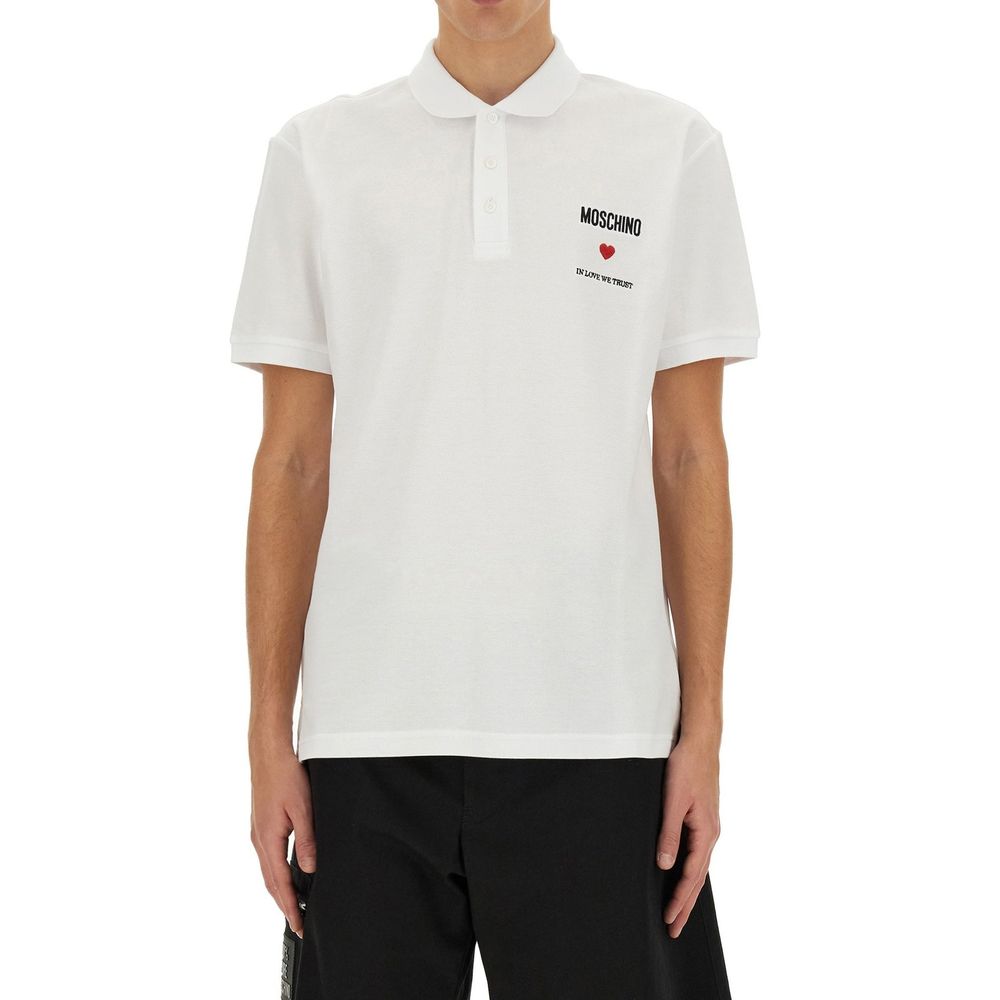Moschino Couture Weißes Poloshirt aus Baumwolle-2