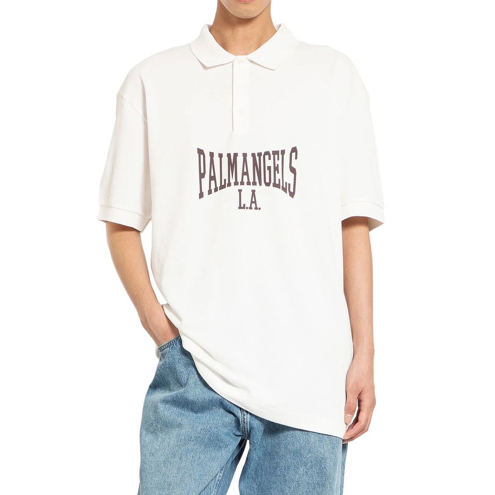 Palm Angels White Cotton Polo Shirt-2