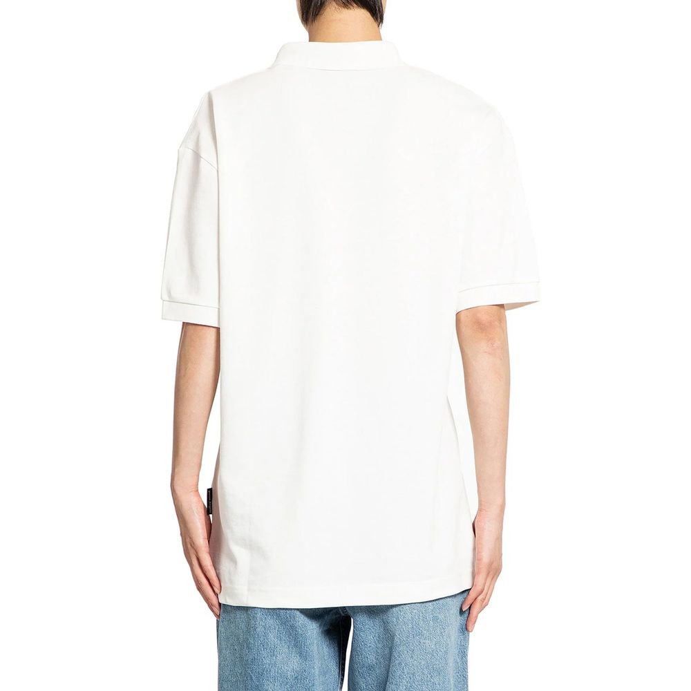 Palm Angels White Cotton Polo Shirt-3