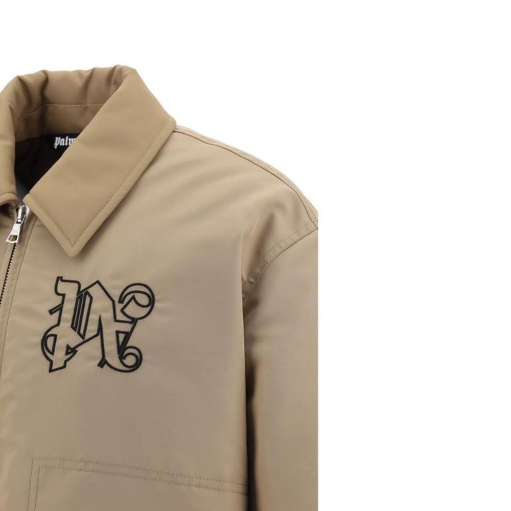 Palm Angels Beige Polyamide Bomber Jacket-3