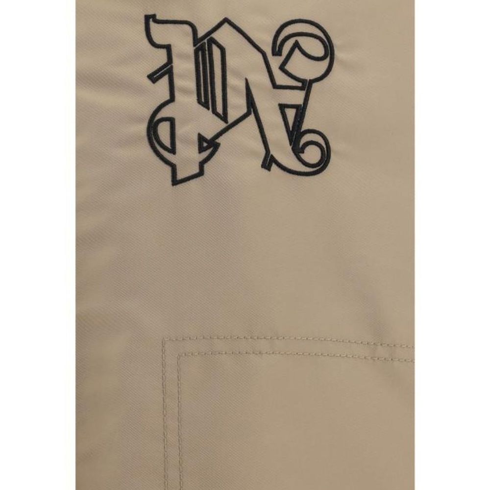 Palm Angels Beige Polyamide Bomber Jacket-4