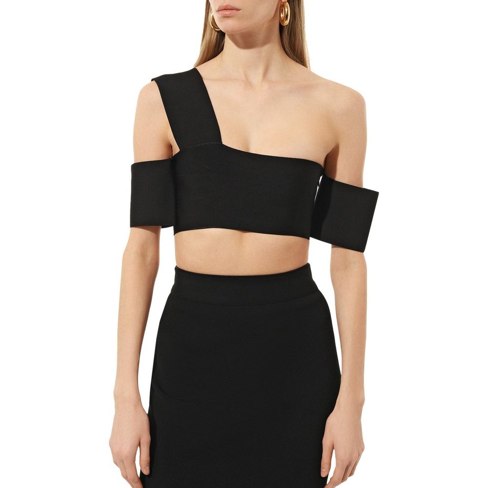 Alexander McQueen Black Elastane Tank Tops-2