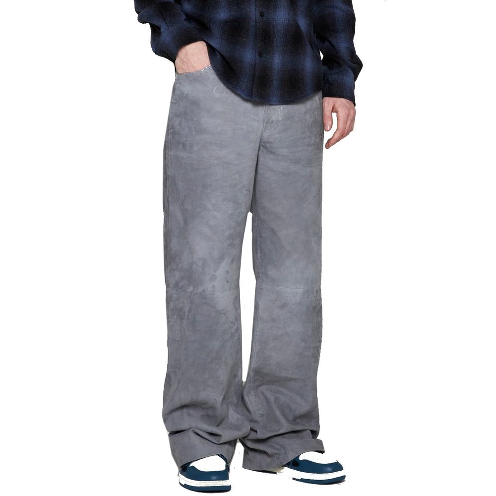 Amiri Grey Leather Trousers-2