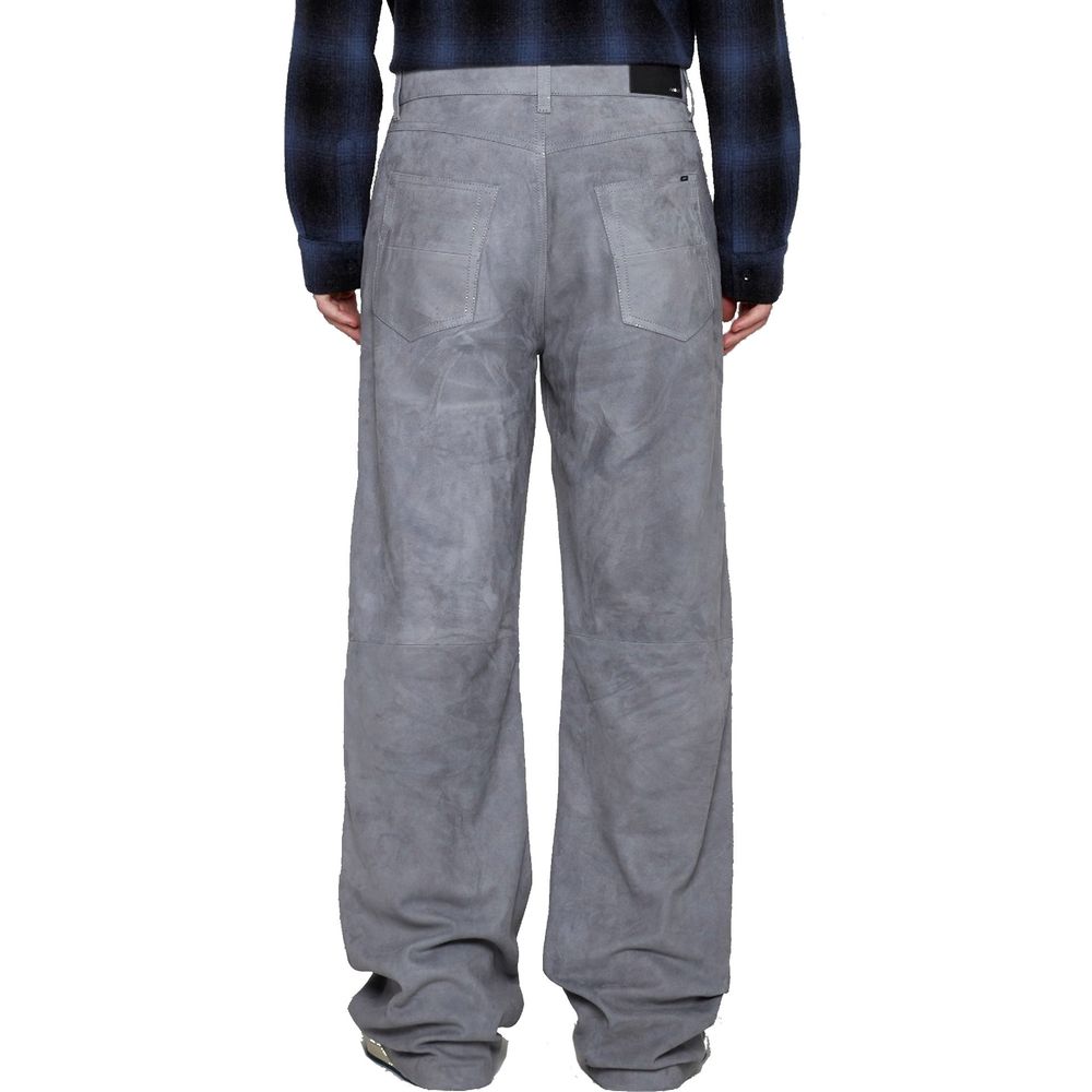 Amiri Grey Leather Trousers-3
