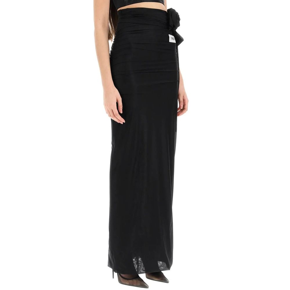Dolce & Gabbana Black Elastane Maxi Skirt-2
