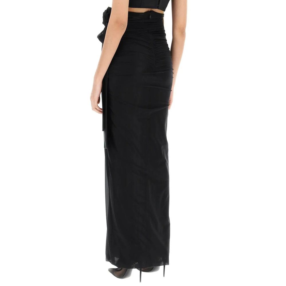 Dolce & Gabbana Black Elastane Maxi Skirt-3
