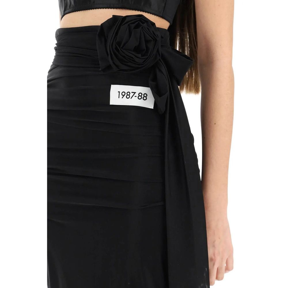 Dolce & Gabbana Black Elastane Maxi Skirt-4