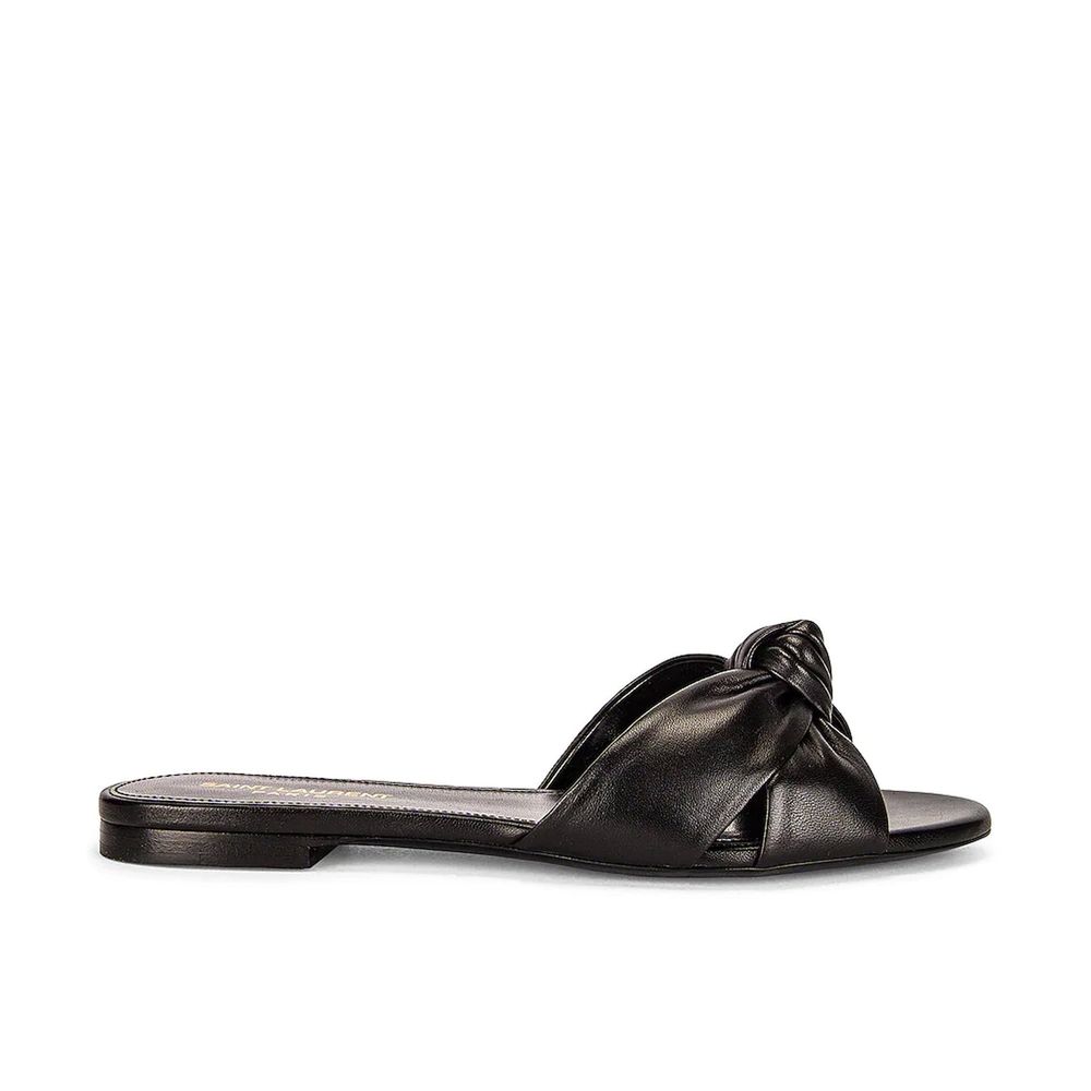 Saint Laurent Schwarze Kalbsleder-Slipper