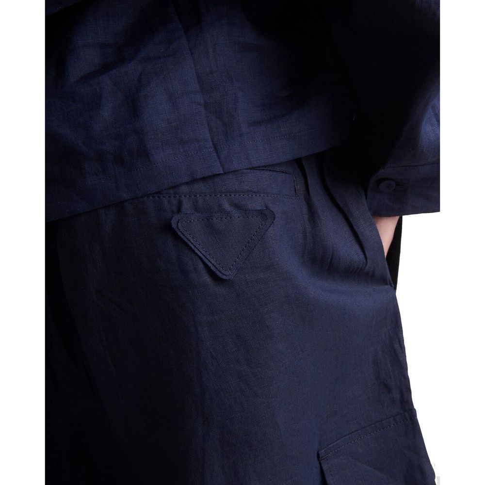 Prada Blaue Leinen-Bermudashorts-4