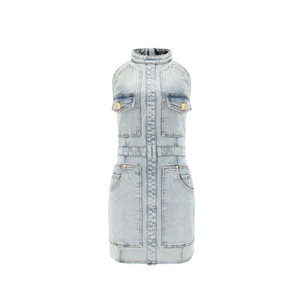 Balmain Blue Cotton Casual Dress-1